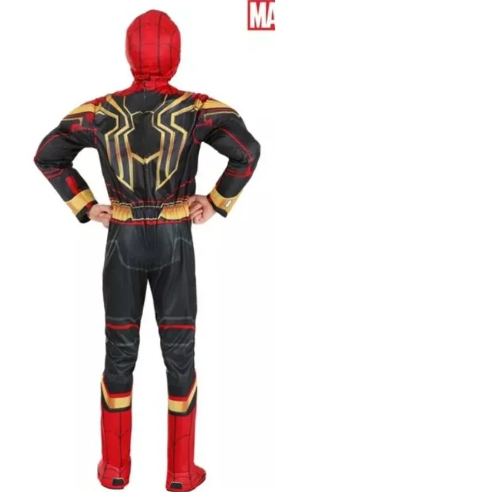 Spiderman Light Up Muscle Halloween Costume 8 Marvel Jumpsuit w/ Boot Tops Boys